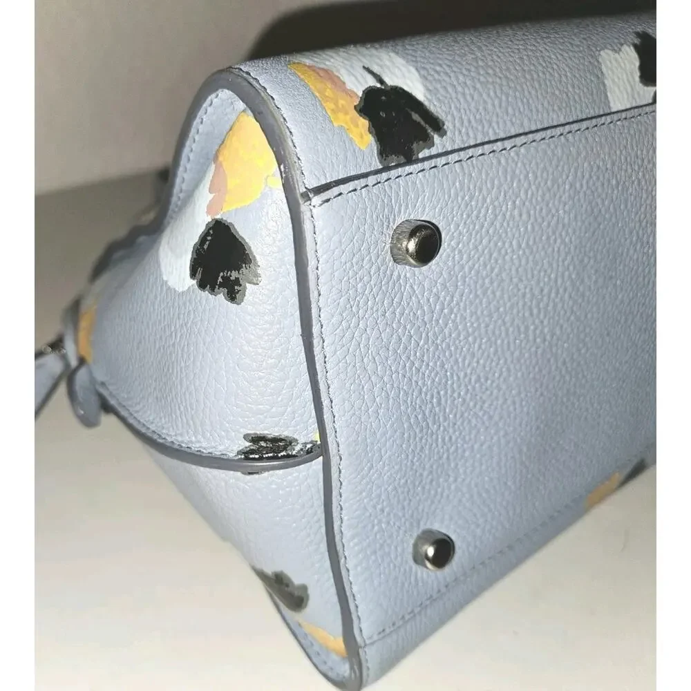 COACH Nolita Blue Floral Print Pebbled Leather Satchel Tote Shoulder Bag 37176 - Picture 12 of 16